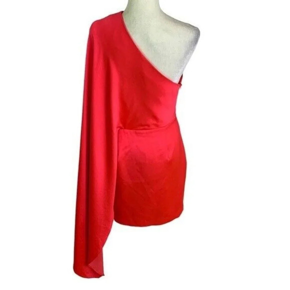 NWT SIGNIFICANT OTHER Anne Cape Cut Outs Satin Mini Dress Fuchsia 6 - Picture 5 of 15